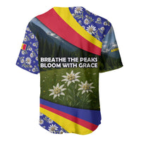 Andorra Baseball Jersey with Edelweiss Mountain Landscape Design - Wonder Print Shop
