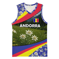 Andorra Basketball Jersey with Edelweiss Mountain Landscape Design - Wonder Print Shop