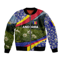 Andorra Bomber Jacket with Edelweiss Mountain Landscape Design - Wonder Print Shop