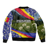 Andorra Bomber Jacket with Edelweiss Mountain Landscape Design - Wonder Print Shop