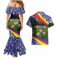 Andorra Couples Matching Mermaid Dress and Hawaiian Shirt with Edelweiss Mountain Landscape Design - Wonder Print Shop