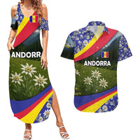 Andorra Couples Matching Summer Maxi Dress and Hawaiian Shirt with Edelweiss Mountain Landscape Design - Wonder Print Shop