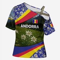 Andorra Cross Shoulder Shirt with Edelweiss Mountain Landscape Design - Wonder Print Shop