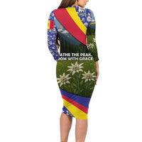 Andorra Family Matching Long Sleeve Bodycon Dress and Hawaiian Shirt with Edelweiss Mountain Landscape Design - Wonder Print Shop