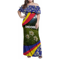 Andorra Family Matching Off Shoulder Maxi Dress and Hawaiian Shirt with Edelweiss Mountain Landscape Design - Wonder Print Shop