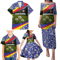 Andorra Family Matching Puletasi and Hawaiian Shirt with Edelweiss Mountain Landscape Design - Wonder Print Shop