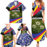 Andorra Family Matching Summer Maxi Dress and Hawaiian Shirt with Edelweiss Mountain Landscape Design - Wonder Print Shop