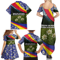 Andorra Family Matching Summer Maxi Dress and Hawaiian Shirt with Edelweiss Mountain Landscape Design - Wonder Print Shop