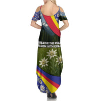 Andorra Family Matching Summer Maxi Dress and Hawaiian Shirt with Edelweiss Mountain Landscape Design - Wonder Print Shop