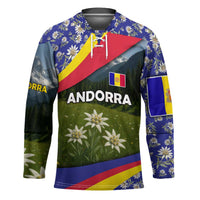 Andorra Hockey Jersey with Edelweiss Mountain Landscape Design - Wonder Print Shop