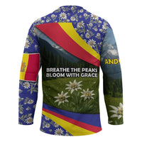 Andorra Hockey Jersey with Edelweiss Mountain Landscape Design - Wonder Print Shop
