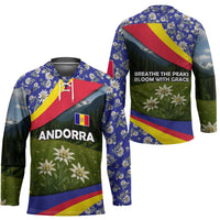 Andorra Hockey Jersey with Edelweiss Mountain Landscape Design - Wonder Print Shop