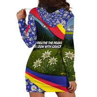 Andorra Hoodie Dress with Edelweiss Mountain Landscape Design - Wonder Print Shop