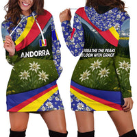 Andorra Hoodie Dress with Edelweiss Mountain Landscape Design - Wonder Print Shop