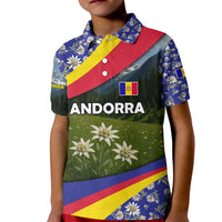 Andorra Kid Polo Shirt with Edelweiss Mountain Landscape Design - Wonder Print Shop