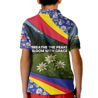 Andorra Kid Polo Shirt with Edelweiss Mountain Landscape Design - Wonder Print Shop
