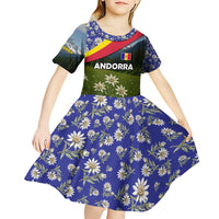 Andorra Kid Short Sleeve Dress with Edelweiss Mountain Landscape Design - Wonder Print Shop