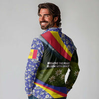 Andorra Long Sleeve Polo Shirt with Edelweiss Mountain Landscape Design - Wonder Print Shop