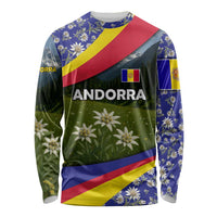 Andorra Long Sleeve Shirt with Edelweiss Mountain Landscape Design - Wonder Print Shop