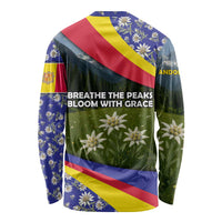 Andorra Long Sleeve Shirt with Edelweiss Mountain Landscape Design - Wonder Print Shop