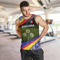 Andorra Men Tank Top with Edelweiss Mountain Landscape Design - Wonder Print Shop
