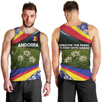 Andorra Men Tank Top with Edelweiss Mountain Landscape Design - Wonder Print Shop