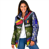 Andorra Padded Jacket with Edelweiss Mountain Landscape Design - Wonder Print Shop