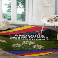 Andorra Round Carpet with Edelweiss Mountain Landscape Design - Wonder Print Shop