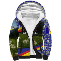 Andorra Sherpa Hoodie with Edelweiss Mountain Landscape Design - Wonder Print Shop