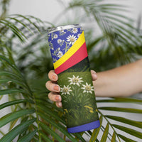 Andorra Skinny Tumbler with Edelweiss Mountain Landscape Design - Wonder Print Shop
