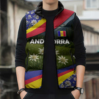 Andorra Sleeveless Puffer Jacket with Edelweiss Mountain Landscape Design - Wonder Print Shop