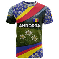 Andorra T Shirt with Edelweiss Mountain Landscape Design - Wonder Print Shop