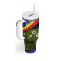 Andorra Tumbler With Handle with Edelweiss Mountain Landscape Design - Wonder Print Shop