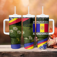 Andorra Tumbler With Handle with Edelweiss Mountain Landscape Design - Wonder Print Shop