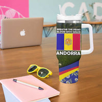 Andorra Tumbler With Handle with Edelweiss Mountain Landscape Design - Wonder Print Shop