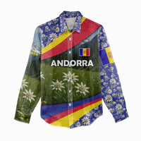 Andorra Women Casual Shirt with Edelweiss Mountain Landscape Design - Wonder Print Shop