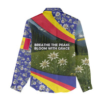 Andorra Women Casual Shirt with Edelweiss Mountain Landscape Design - Wonder Print Shop