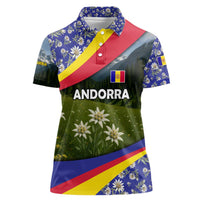 Andorra Women Polo Shirt with Edelweiss Mountain Landscape Design - Wonder Print Shop