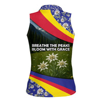 Andorra Women Sleeveless Polo Shirt with Edelweiss Mountain Landscape Design - Wonder Print Shop