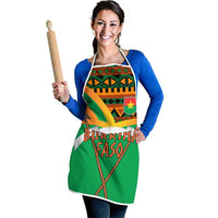 Burkina Faso Apron with Green Tribal Pattern Design and National Flag Motif - Wonder Print Shop