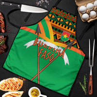Burkina Faso Apron with Green Tribal Pattern Design and National Flag Motif - Wonder Print Shop