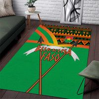 Burkina Faso Area Rug with Green Tribal Pattern Design and National Flag Motif - Wonder Print Shop