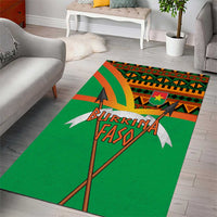 Burkina Faso Area Rug with Green Tribal Pattern Design and National Flag Motif - Wonder Print Shop