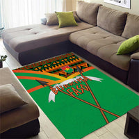 Burkina Faso Area Rug with Green Tribal Pattern Design and National Flag Motif - Wonder Print Shop