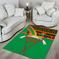 Burkina Faso Area Rug with Green Tribal Pattern Design and National Flag Motif - Wonder Print Shop