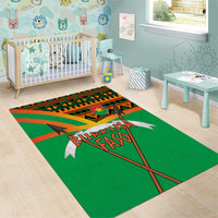 Burkina Faso Area Rug with Green Tribal Pattern Design and National Flag Motif - Wonder Print Shop