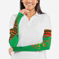 Burkina Faso Arm Sleeves with Green Tribal Pattern Design and National Flag Motif - Wonder Print Shop