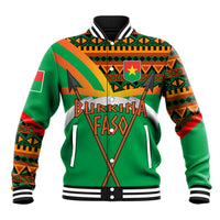 Burkina Faso Baseball Jacket with Green Tribal Pattern Design and National Flag Motif - Wonder Print Shop
