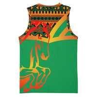 Burkina Faso Basketball Jersey with Green Tribal Pattern Design and National Flag Motif - Wonder Print Shop
