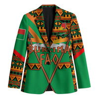 Burkina Faso Blazer with Green Tribal Pattern Design and National Flag Motif - Wonder Print Shop
